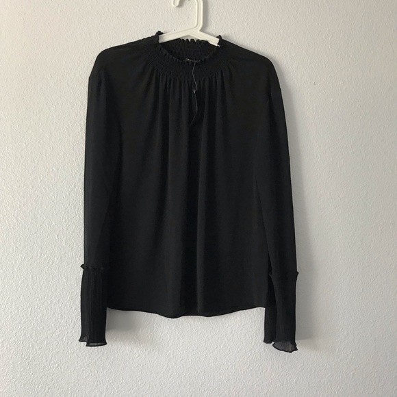 Adiva Tops - Adiva Small Black High Neck Pleated Blouse